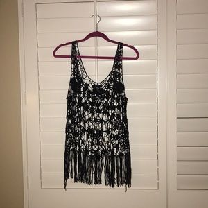 Black knitted see through tank top